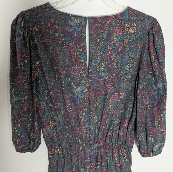 EVEREVE WOMENS floral Fall jumpsuit 3/4 ballon sleeves ockets cotton blend Small - Picture 8 of 15